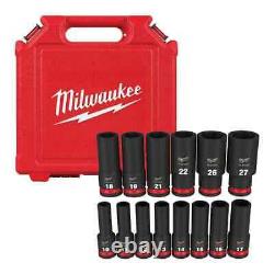 SHOCKWAVE 1/2 in. Drive Metric Deep Well 6 Point Impact Socket Set (14 Pcs)