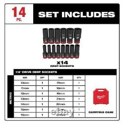 SHOCKWAVE 1/2 in. Drive Metric Deep Well 6 Point Impact Socket Set (14 Pcs)