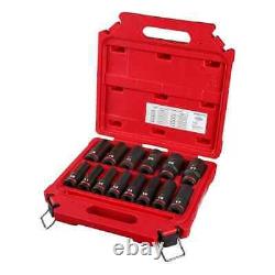 SHOCKWAVE 1/2 in. Drive Metric Deep Well 6 Point Impact Socket Set (14 Pcs)