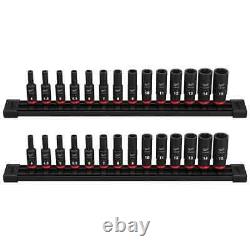 SHOCKWAVE 1/4 in. Drive Metric Deep Well 6-Point Impact Socket Set (28 Pcs)