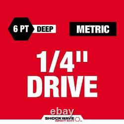 SHOCKWAVE 1/4 in. Drive Metric Deep Well 6-Point Impact Socket Set (28 Pcs)