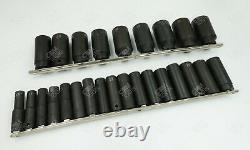 SK Hand Tools 4047 26 Piece 1/2 Drive 6 Point Metric Deep Impact Socket Set