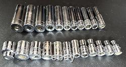 SK, SNAP ON, BLUE POINT, MAC, OTHERS 23-PC METRIC 1/4 DRIVE 6-PT SHALLOWithDEEP