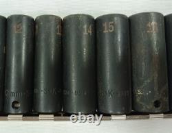 SK Tools 12 pcs 8mm to 19mm 3/8 Drive 6 Point Deep Impact Socket Set (38931-1)