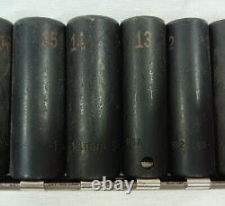 SK Tools 12 pcs 8mm to 19mm 3/8 Drive 6 Point Deep Impact Socket Set (38931-1)