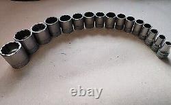 SNAP ON 1/2 DRIVE 16 pc! 12 POINT DEEP & SHALLOW SAE SOCKET SET 1 5/16 to 3/8