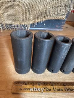 SNAP ON 1/2 Drive 6 Point Deep Impact Socket Set 8 PC SIM model 1/2-1 USA
