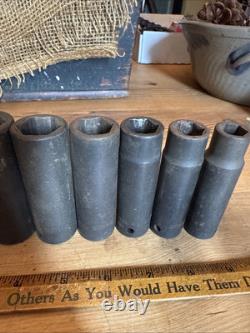 SNAP ON 1/2 Drive 6 Point Deep Impact Socket Set 8 PC SIM model 1/2-1 USA
