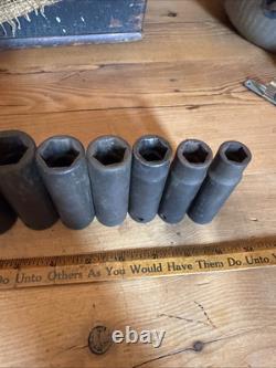SNAP ON 1/2 Drive 6 Point Deep Impact Socket Set 8 PC SIM model 1/2-1 USA