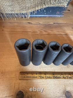 SNAP ON 1/2 Drive 6 Point Deep Impact Socket Set 8 PC SIM model 1/2-1 USA