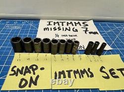 SNAP-ON 1/4 DRIVE SEMI-DEEP 6 POINT IMPACT SOCKET SET METRIC IMTMMS MISSING 7mm