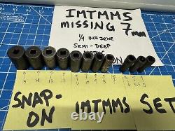 SNAP-ON 1/4 DRIVE SEMI-DEEP 6 POINT IMPACT SOCKET SET METRIC IMTMMS MISSING 7mm