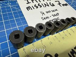 SNAP-ON 1/4 DRIVE SEMI-DEEP 6 POINT IMPACT SOCKET SET METRIC IMTMMS MISSING 7mm