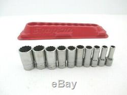 SNAP ON 10 Pc Semi Deep Socket Set 1/4 Drive, 12 Point 3/16-9/16 SAE 110TMDSY