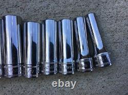 SNAP ON 11-Piece 3/8 Drive 6-Point Deep Socket Set 8-19 mm USA FSFM