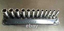 SNAP ON 112STMMY 12-Pc 1/4 Drive 6-Point Flank Drive Deep Socket Set (5-15mm)