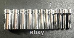 SNAP ON 112STMMY 12-Pc 1/4 Drive 6-Point Flank Drive Deep Socket Set (5-15mm)