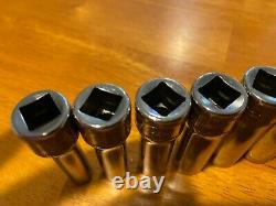 SNAP-ON 12 PIECE 3/8 DRIVE METRIC 12 POINT DEEP SOCKET SET 8mm to 19mm