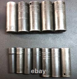 SNAP ON 12-Piece 3/8 Drive 6-Point Metric Deep Impact Socket USA (10-21mm)