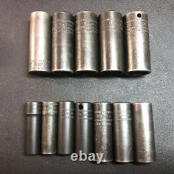 SNAP ON 12-Piece 3/8 Drive 6-Point Metric Deep Impact Socket USA (10-21mm)