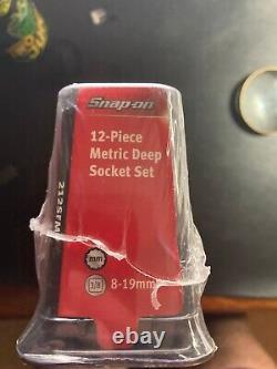 SNAP ON 12 pc 3/8 Drive 12-Point Metric Flank Drive Deep Socket Set (8-19 mm)