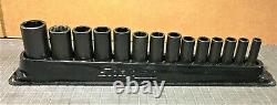 SNAP ON 14-Piece 3/8 Drive 6-Point Metric Flank Drive Deep Impact Socket Set