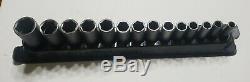 SNAP ON 14 pc 3/8 Drive 6-Point Metric Flank Drive Deep Impact Socket Set