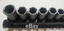 SNAP ON 14 pc 3/8 Drive 6-Point Metric Flank Drive Deep Impact Socket Set