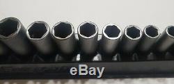 SNAP ON 14 pc 3/8 Drive 6-Point Metric Flank Drive Deep Impact Socket Set