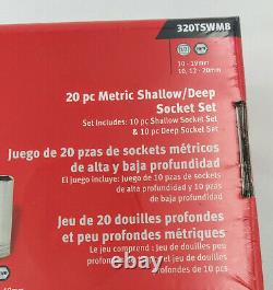 SNAP-ON 20 pc 1/2 Drive 6-Point Metric Shallowith Deep Socket Set 320TSWMB