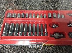 SNAP ON 34 pc 1/4 Drive 6-Point SAE Shallowith Deep General Service Socket Set