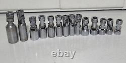 SNAP-ON FSU FS 3/8 Drive 6 Point SAE Swivel Sockets Deep Shallow USA Tools