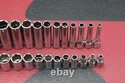 SNAP ON MAC 1/4 DRIVE METRIC DEEP & SHALLOW SOCKET SETS 24 PIECES 4mm 14mm