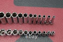 SNAP ON MAC 1/4 DRIVE METRIC DEEP & SHALLOW SOCKET SETS 24 PIECES 4mm 14mm