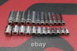 SNAP ON MAC 1/4 DRIVE METRIC DEEP & SHALLOW SOCKET SETS 24 PIECES 4mm 14mm