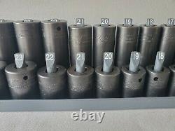 SNAP ON TOOLS 24 Piece 1/2-Drive 6-Point Metric Deep & Standard 15mm-27mm