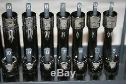 SNAP-ON TOOLS 24 pc 1/4 Drive 6-Point Metric Flank Drive ShallowithDeep Socket