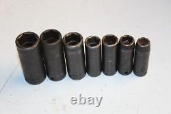 SNAP-ON TOOLS 3/8 Drive 6-Point SAE Deep Impact Socket Set 7pcs USA