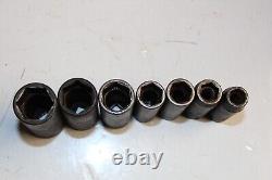 SNAP-ON TOOLS 3/8 Drive 6-Point SAE Deep Impact Socket Set 7pcs USA