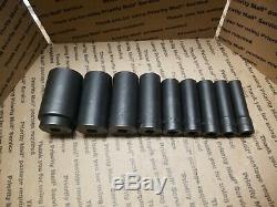 SNAP-ON TOOLS 9 pc 1/2 Drive 6-Point SAE Flank Deep Impact Socket UP TO 1-1/2