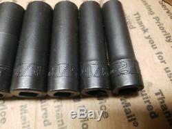 SNAP-ON TOOLS 9 pc 1/2 Drive 6-Point SAE Flank Deep Impact Socket UP TO 1-1/2