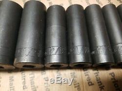 SNAP-ON TOOLS 9 pc 1/2 Drive 6-Point SAE Flank Deep Impact Socket UP TO 1-1/2