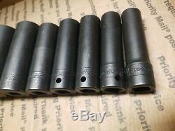 SNAP-ON TOOLS 9 pc 1/2 Drive 6-Point SAE Flank Deep Impact Socket UP TO 1-1/2