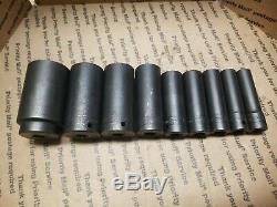 SNAP-ON TOOLS 9 pc 1/2 Drive 6-Point SAE Flank Deep Impact Socket UP TO 1-1/2