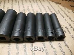 SNAP-ON TOOLS 9 pc 1/2 Drive 6-Point SAE Flank Deep Impact Socket UP TO 1-1/2