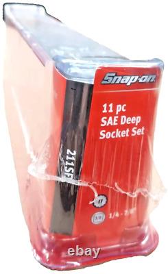 SNAP ON TOOLS USA 11Pc 3/8 Drive SAE 12 Point Deep Chrome Socket Set 211SFY NEW