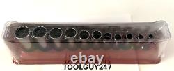 SNAP ON TOOLS USA 11Pc 3/8 Drive SAE 12 Point Deep Chrome Socket Set 211SFY NEW