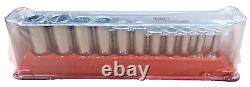 SNAP ON TOOLS USA 11Pc 3/8 Drive SAE 12 Point Deep Chrome Socket Set 211SFY NEW