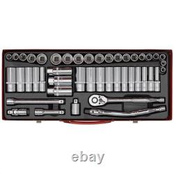 Sealey AK692 3/8 Drive Socket Set Metric Imperial 6 Six Point Std & Deep Tool