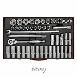 Sealey AK6941 1/2 Drive Socket Set Metric 6 Six Point Standard & Deep 46 Piece